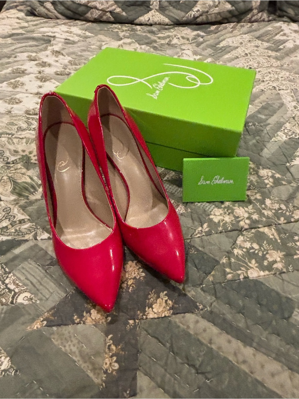 Sam Edelman Red Patent Pointed Toe Pumps